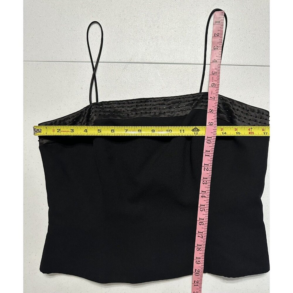 JS Collections Solid‎ Black Spaghetti Strap Boning Beaded Lined Dressy Top Sz 10 - Picture 5 of 7